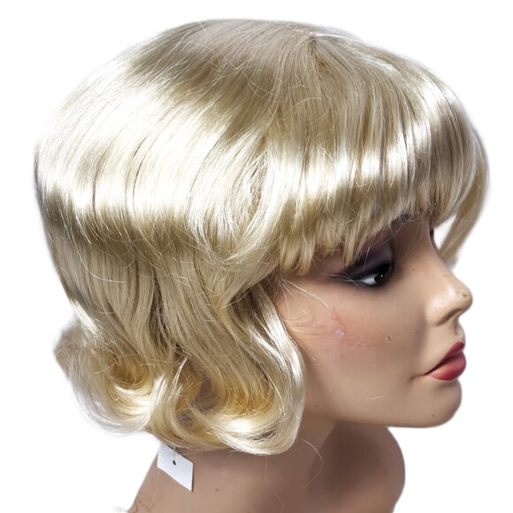Pony Express Short Blonde 60’s Flip Wig w/ Bangs New Old Stock Y2K NWT - Picture 7 of 9